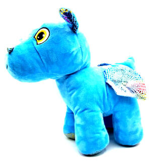 Homerbest Plush Blue Dragon with Sparkly Rainbow Wings & Feet 12"